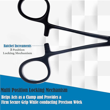 Dog Pet Ear/Nose Hair Puller Grooming Hemostat Locking Forceps Pliers, 5.5" (14cm), Straight (Black) A2Z+SCILAB