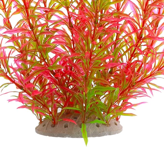 Aquarium Plastic Plants Large, Artificial Plastic Long Fish Tank Plants Decoration Ornaments Safe for All Fish 21 Inches Tall (J07 Pink) JIH