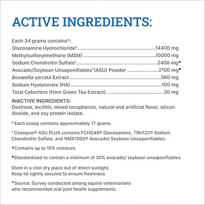 Nutramax Cosequin ASU Joint Health Supplement for Horses - Powder with Glucosamine, Chondroitin, MSM, ASU, Green Tea Extract, and Hyaluronic Acid, 1050 Grams NutramaxLaboratories