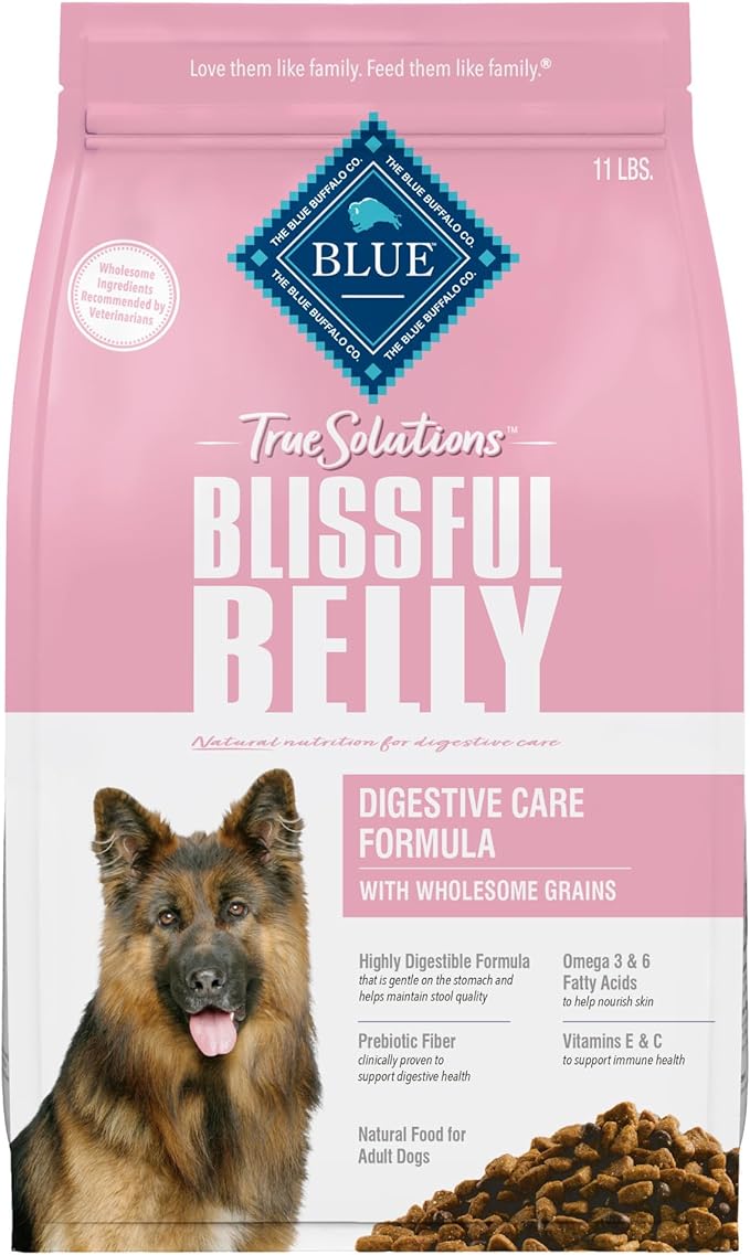 Blue Buffalo True Solutions Blissful Belly Digestive Care Natural Dry Food for Adult Dogs, Chicken, 11-lb Bag - PAWPICO