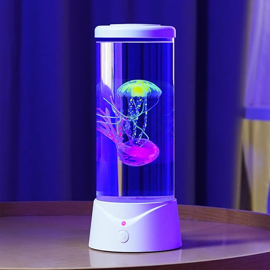 Jellyfish Lamp with 7 Color Changing Effect LED Jellyfish Aquarium Tank Mood Lamp Aquarium Light Table lamp Home Decor Gift for Kids Women Men (White) Ekovko