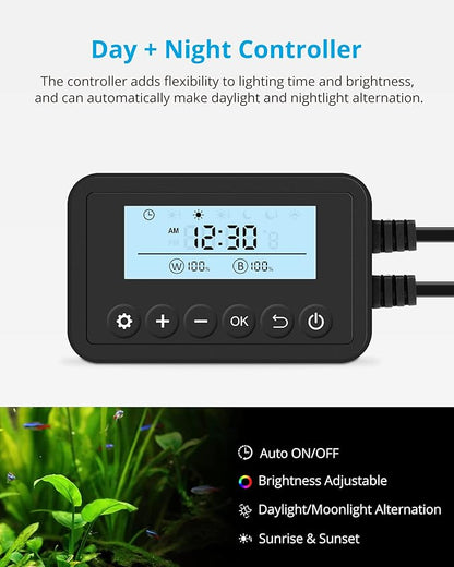 NICREW SkyLED Plus Aquarium Plant Light, Freshwater Fish Tank Light with Ramp Up and Dim Down, Spectrum Adjustable and Lighting Schedule Programmable with Controller, 36-48 Inches, 36 Watts NICREW