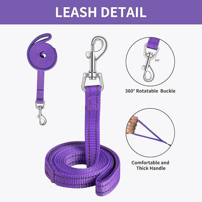 AMTOR Small Dog Harness with Leash Set, No Escape Easy Walk Puppy Harnesses for Training Walking, Step-in Reflective Soft Dogs Vest for XS S Medium Extra-Small Large Sized Dog(Purple,L) AMTOR