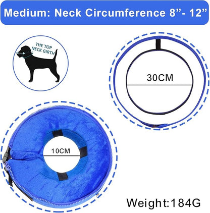 Dog Cone Collar, Inflatable Dog Cone After Surgery for Small Medium Large Dogs, Soft Dog Cone of Alternative with Enhanced Anti-Licking Guard Shield for Pets (Blue, S (Neck: 5"-8")) RoyalClaws