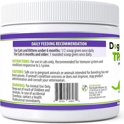 Trulysine Plus L-Lysine for Cats Immune Support Oral Powder 8oz/226g - Cats & Kittens of All Age, Sneezing, Runny Nose Squinting, Watery Eyes-Fish & Poultry Flavor (U.S.A)(225 Grams (900mg / Scoop)) Pet+Health+Pharma