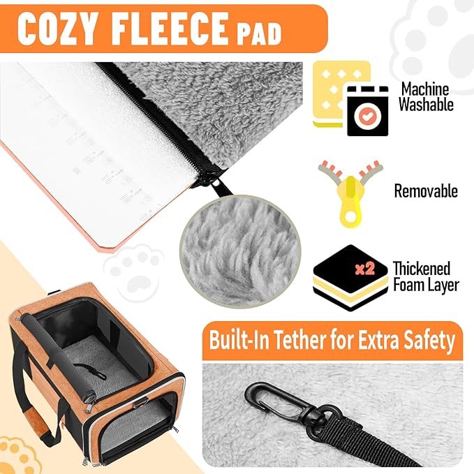 Large Cat Carry Bag, Soft Shell Shih-Tzu Pet Transport Crate, 18x12x12 Top Opening Maltese-Dog Traveling Mesh Kennel 10 Pound, Big Bunny Rabbit Carrying Case Animal Carrier Kitty Product Orange - PAWPICO