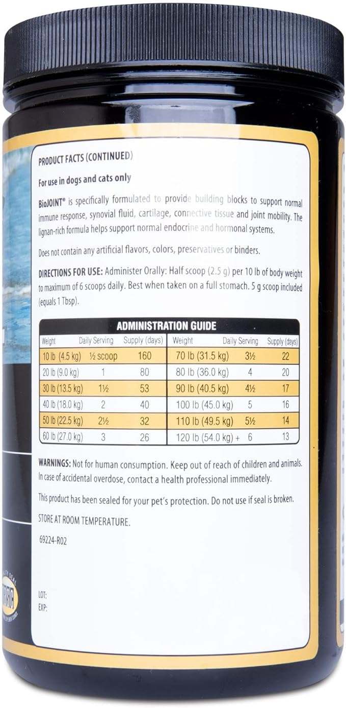 BioJOINT Advanced Joint Mobility Support, Advanced Hip, Joint, Cartilage & Connective Tissue Support, 53-Day Supply for 30-lb. Animal, 14-oz. Powder FloraHealth