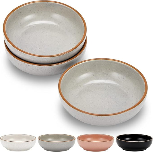 Ceramic Cat Bowls, Howise Cat Food Dish Gray, 5.3 in Shallow Pet Bowl 3 Pack Bowl Set for Kitten Cat Food Bowl and Water Bowl Small Dog Dish - PAWPICO