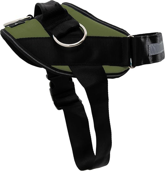 ShawnCo Essential Dog Harness, No-Pull Pet Vest with 3 Leash Clips, No Choke, Reflective, Adjustable and Padded, for Easy Walking and Training for Small, Medium and Large Dogs (Olive Green, L) SHAWNCO