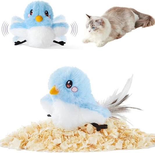 leafur Cat Toy Flapping Bird, Kitten Toys Touch Activated, Cat Enrichment Catnip Toys for Indoor Kitten (Mountain Bluebird Rechargeable) - PAWPICO
