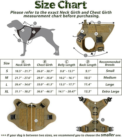 rabbitgoo Tactical Dog Harness for Small, Heavy Duty Pet Harness with Handle, No-Pull Service Vest Small Breed, Adjustable Military Dog Vest for Training Hunting Walking, Brown, S rabbitgoo