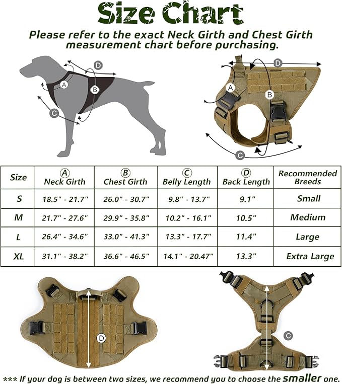 rabbitgoo Tactical Dog Harness for Large Dogs, Heavy Duty Dog Harness with Handle, No-Pull Service Dog Vest Large Breed, Adjustable Military Dog Vest Harness for Training Hunting Walking, Brown, M rabbitgoo