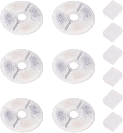 furrybaby Carbon Replacement Filters for Cat and Dog Fountain, Premium Pet Water Fountain Dispenser Filters (6 Packs for Circular White) - PAWPICO