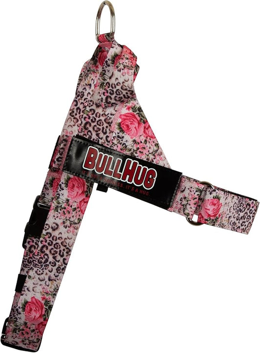 BULLHUG Harness – Made for Larger Chested Dogs Like English Bulldogs, French Bulldogs, Pugs & More. Stops Dogs from Pulling & Choking on Walks (Rosie, Large) BULLHUG