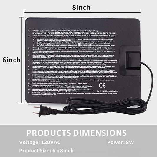 Aiicioo Reptile Heating Pad - Hermit Crab Heater Heat Mat for Reptiles Snake Lizard Terrarium 8 Watt AIICIOO