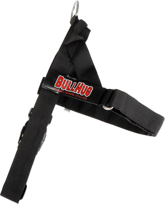 BULLHUG Harness – Made for Larger Chested Dogs Like English Bulldogs, French Bulldogs, Pugs & More. Stops Dogs from Pulling & Choking on Walks (Black, XL) BULLHUG