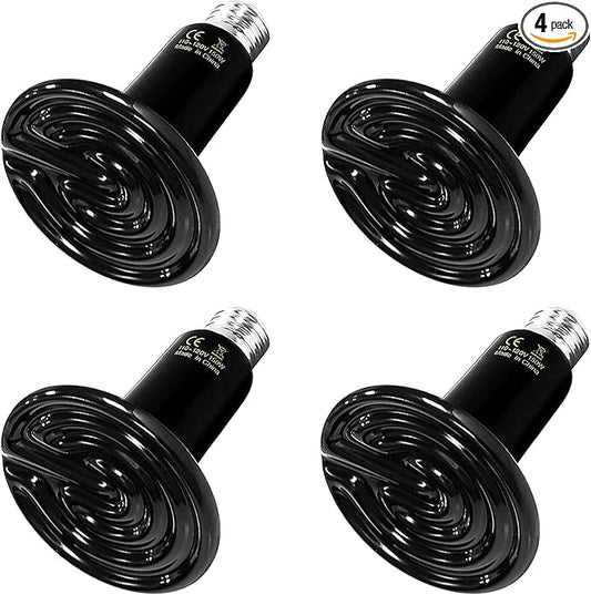 HealSmart Reptile Heat Lamp Bulb Ceramic Heat Emitter 150W No Light Emitting Brooder Coop Heater for Amphibian Pet & Incubating Chicken, Black HealSmart