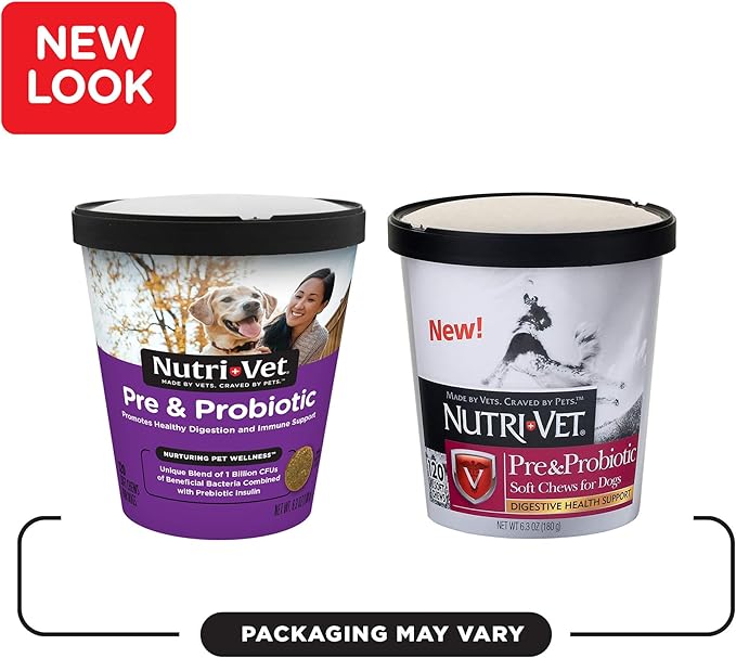 Nutri-Vet Pre and Probiotic Soft Chews for Dogs | Digestive Health Support | Tasty Alternative to Probiotic Powder | 120 Soft Chews Nutri-Vet