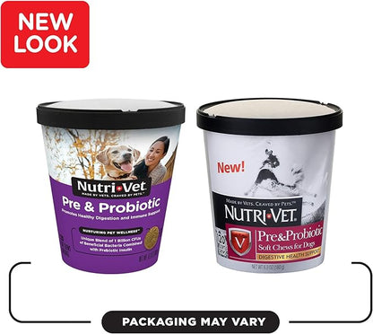 Nutri-Vet Pre and Probiotic Soft Chews for Dogs | Digestive Health Support | Tasty Alternative to Probiotic Powder | 120 Soft Chews Nutri-Vet