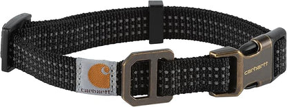 Carhartt Fully Adjustable Nylon Webbing Collars for Dogs, Reflective Stitching for Visibility, Black (Nylon Webbing), Large Carhartt
