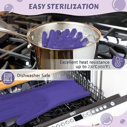 Pecute Heat Resistant Silicone Grooming Gloves with High-Density Teeth and Enhanced Five Finger Design for Bathing and Massaging Dogs and Cats - PAWPICO