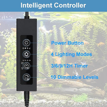 LED Aquarium Lights for 24 to 30 inches Fish Tank, 24W Full Spectrum Fish Tank Light Timer & Brightness Adjustable, Sunrise-Daylight-Moonlight Mode for Plants Danhh