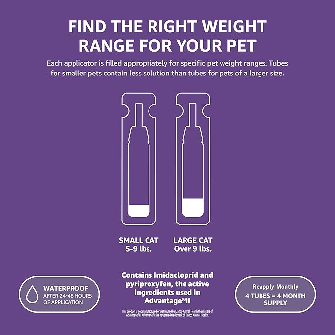 Amazon Basics Flea Topical for Large Cats (Over 9 pounds), 6 Count AmazonBasics