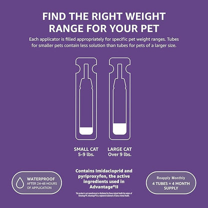 Amazon Basics Flea Topical for Large Cats (Over 9 pounds), 6 Count AmazonBasics