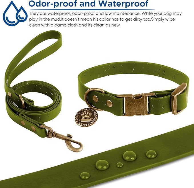 Wisedog Dog Collar and Leash Set Combo: Adjustable Durable Pet Collars with Dog Leashes for Small Medium Large Dogs,Includes One Bonus of Poop Bag Holder (L, Green) WisedogPetSupplies