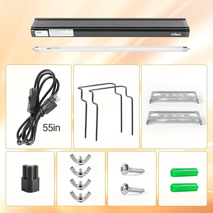 Oiibo T5 HO Reptile Light Fixture UVB Lighting Combo Kit, Reptiles Terrarium Lamp Hood Light Fixture Include UVB 10.0 Desert Reptile Light for Bearded Dragon Gecko Lizard (24W) OIIBO
