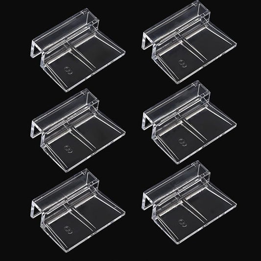6 PCS Aquarium Lid Clips, 8mm Clear Acrylic Fish Tank Lid Holder for Rimless Aquarium Glass Top, Aquarium Cover Support Clamps Fish Tank Top Cover Hoods(8MM) PAWPICO