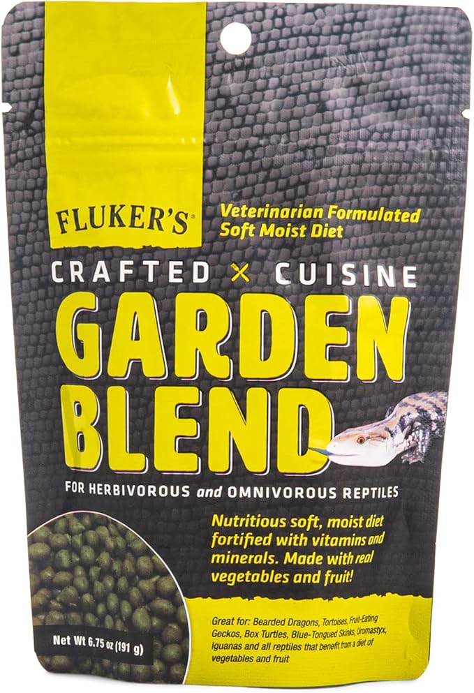 Fluker's Crafted Cuisine Diet, Garden Blend, Herbivorous and Omnivorous Reptile Food, Made with Real Fruits & Veggies, 6.75 oz Flukers