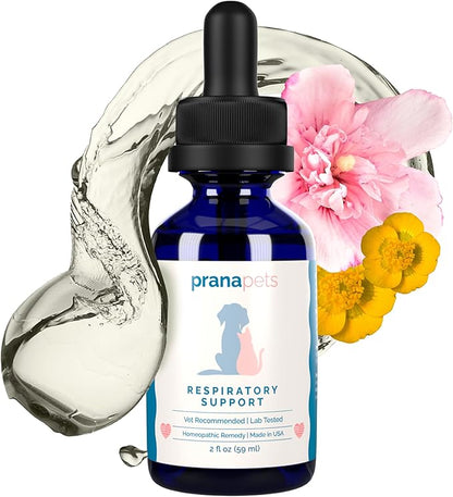 PranaPets Respiratory Support Supplement for Dogs & Cats | Naturally Promotes Optimal Respiratory Function in Pets | Safely aids with Symptoms of Seasonal Allergies PranaPets-HerbalRemedies