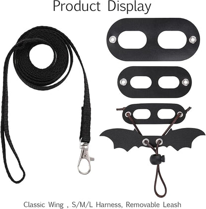 cobee Bearded Dragon Harness and Leash, 3 Pcs Adjustable Lizard Leashes, Soft Leather Reptile Lizard Leash with Cool Wings for Iguana Gecko Chameleon Amphibians Rat Small Pet Animals PAWPICO