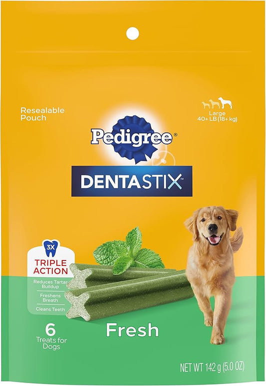 PEDIGREE DENTASTIX Fresh Dogs Treats, Large, 6 Count (Pack of 14) Pedigree
