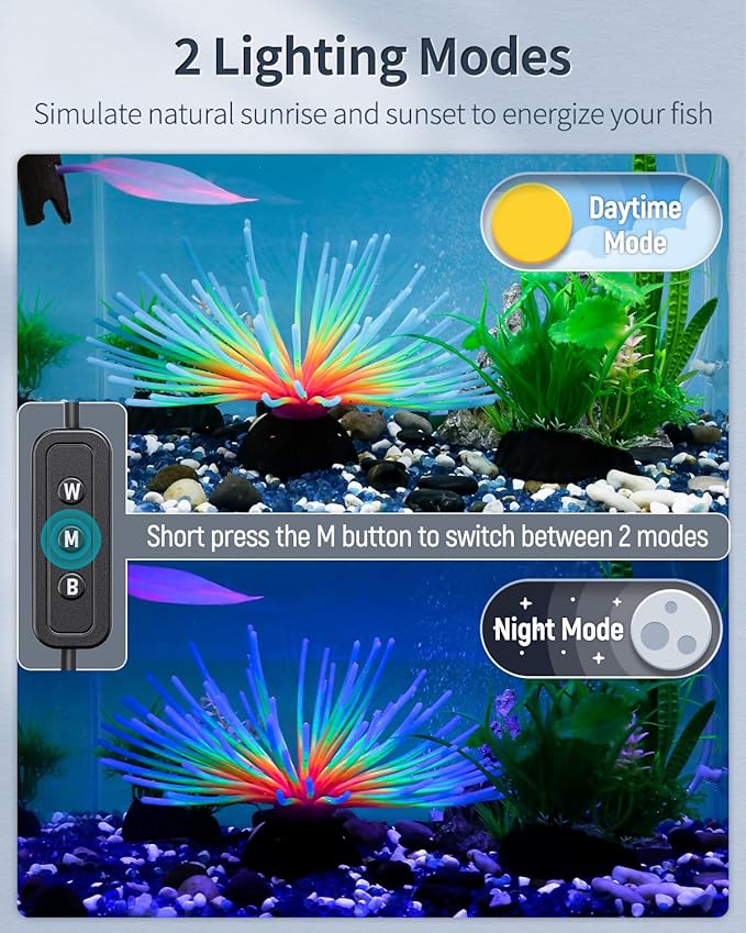 Pawfly 14W Aquarium LED Light for 18 to 24 Inch Fish Tanks Extendable Fish Tank Light with Full Spectrum Brilliant White Blue Red Lights with Daytime & Night Modes and Adjustable Brightness Pawfly