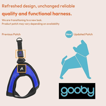 Gooby Escape Free Easy Fit Harness - Blue, Medium - No Pull Step-in Patented Small Dog Harness with Quick Release Buckle - Perfect On The Go No Pull Harness for Small Dogs or Medium Dog Harness Gooby