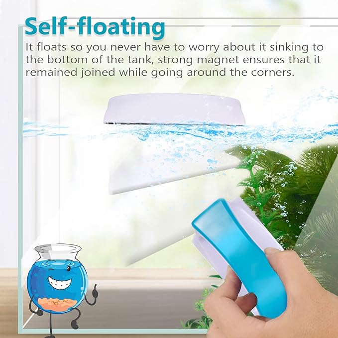 Magnetic Aquarium Fish Tank Glass Algae scrapers Glass Cleaner Scrubber Clean Brush [Floating,Scratch-Free,Non-Slip,magnetizing] L Neptonion
