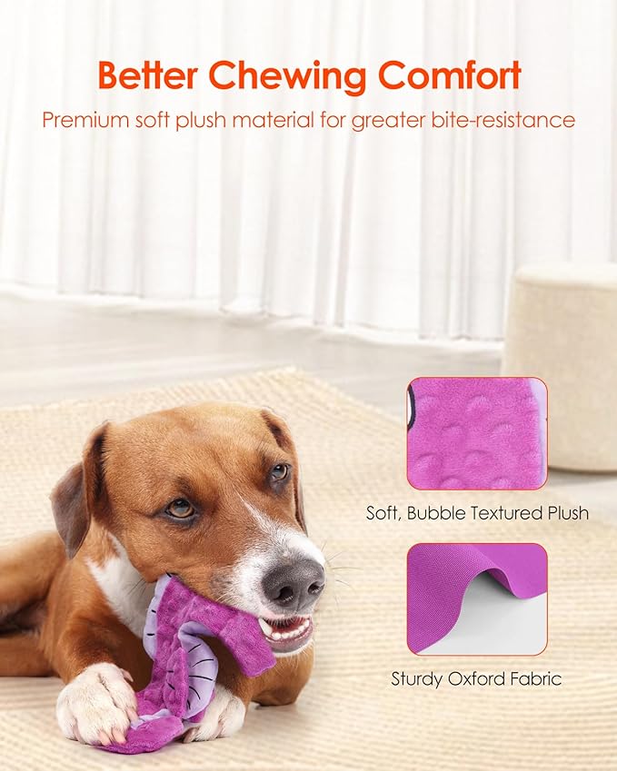 HGB Squeaky Dog Toys, No Stuffing Crinkle Plush Dog Toys for Small Medium Large Breeds, Interactive Dog Chew Toys for Aggressive Chewers, Puppy Teething, Pet Entertaining, 2 Pack - PAWPICO