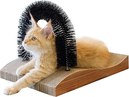 FUKUMARU Cat Self Groomer, 2.0 Version Cat Arch Face Scratcher with Scratcher Pad, Cats Back Grooming Massager Toy Brush for Indoor Kitten and Small Dog - PAWPICO