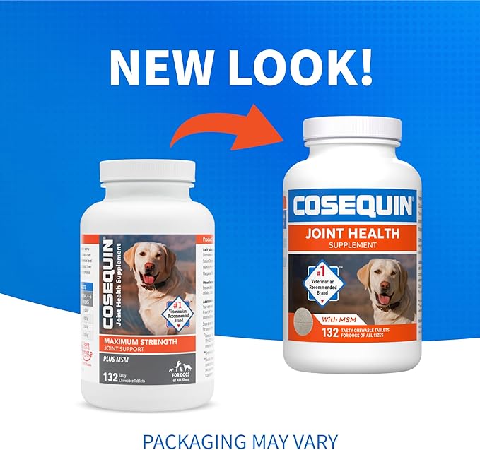 Nutramax Laboratories Cosequin Maximum Strength Joint Health Supplement for Dogs - With Glucosamine, Chondroitin, and MSM, 132 Chewable Tablets NutramaxLaboratories