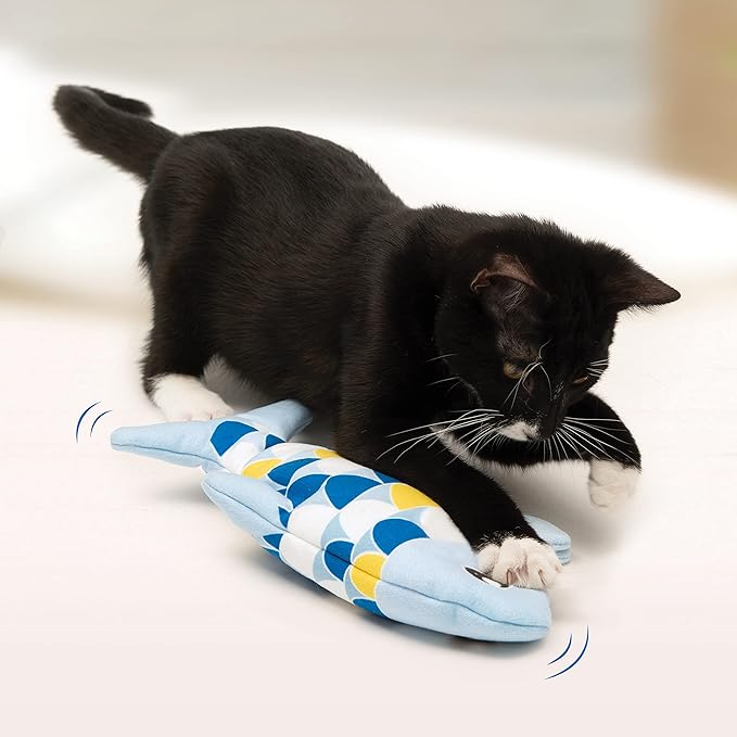 Catit Groovy Fish Interactive Cat Toy with Catnip, Blue - PAWPICO