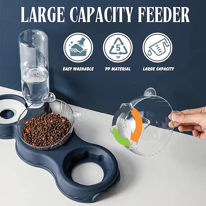 Cat Feeder and Water Dispenser Set - Pet Food Bowl, Cat Food Dispenser, Water Feeder for Cats and Dogs, All-in-One Pet Food and Water Dispenser Solution. - PAWPICO