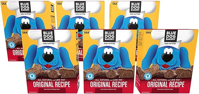 Blue Dog Bakery Natural Dog Treats, More Crunch Large, Peanut Butter, 18oz Box, 6 Boxes - PAWPICO