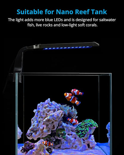 NICREW Marine Clip on Aquarium Light, Saltwater Fish Tank Light for Coral Reef Tanks with LCD Timer, 2 Lighting Modes NICREW