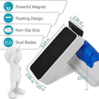 Magnetic Aquarium Fish Tank Glass Algae Scrapers Glass Cleaner Scrubber Clean [Blades Attachment, Floating, Scratch-Free, Non-Slip, Magnetizing] XL Neptonion