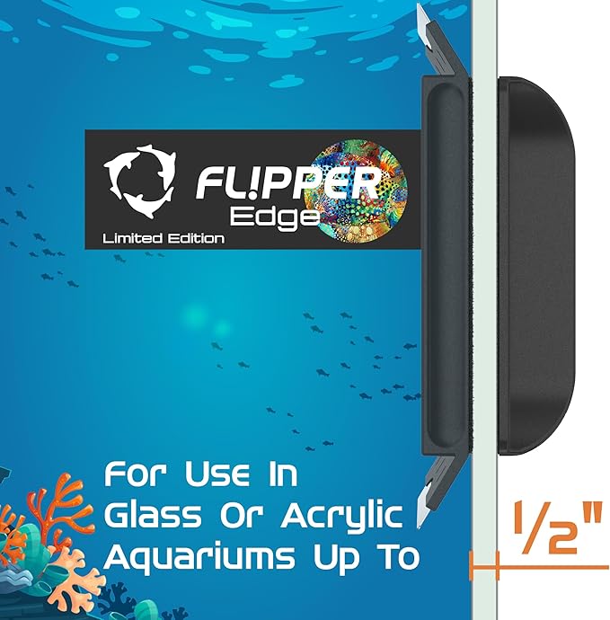 FL!PPER Flipper EDGE Puffer Limited Edition Floating Magnetic Aquarium Cleaner | 2-In-1 Dual Blade Scrubber & Scraper Fish Tank Cleaner Tools for Efficient Cleaning & Acrylic Surface Maintenance FLPPER
