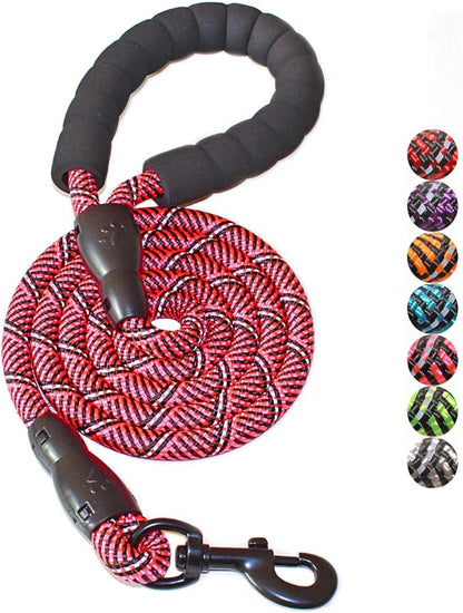 BAAPET 2/4/5/6 FT Dog Leash with Comfortable Padded Handle and Highly Reflective Threads for Small Medium and Large Dogs (5FT-1/2'', Black Pink) BAAPET