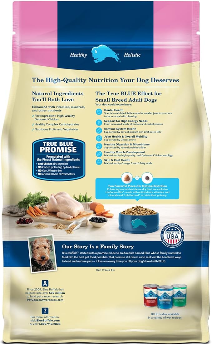 Blue Buffalo Life Protection Formula Adult Small Breed Dry Dog Food, Supports High Energy Needs, Made with Natural Ingredients, Chicken & Brown Rice Recipe, 5-lb. Bag - PAWPICO