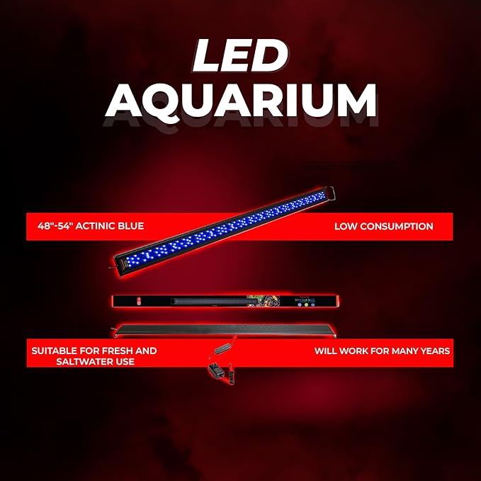 Aquatop SkyAqua Marine LED Saltwater Aquarium Light, 14000K Spectrum – Fits 48-54-Inch Tanks, 3 Position Toggle Switch & Included Remote Control, Aquarium Lights for Fish Tanks, UL & CSA AQUATOP